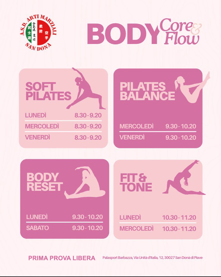 Locandina BODY CORE & FLOW - Soft Pilates, Pilates Balance, Body Reset, Fit & Tone